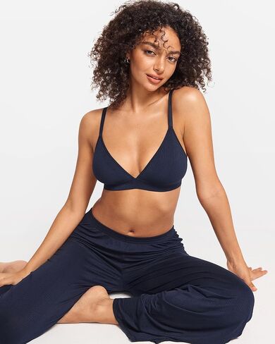 Women's Natrelax Triangle Bralette No Underwire Plunge Unlined Ribbed Soft Wireless Bra V Neck Sexy Everyday in Kuwait