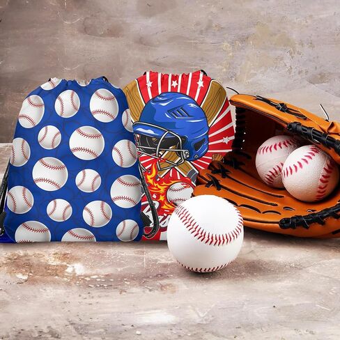 12 Pieces Baseball Themed Drawstring Non-Woven Bags, 3 Designs Sports Drawstring Bag Organizer Great for Travel, Fitness and Daily Use in Saudi Arabia