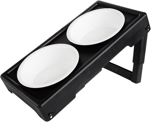 Adjustable Elevated Pet Bowl Stand with Bowls - Suitable for Dogs and Pets of Various Sizes - 4 Height Options (3", 8", 10", and 11") in Saudi Arabia