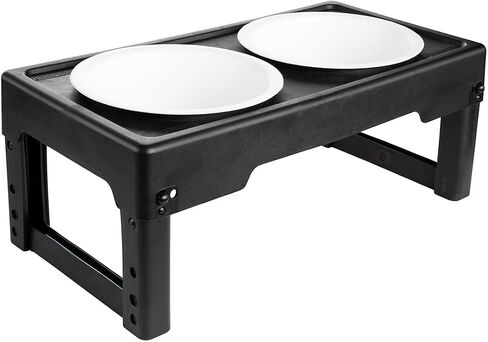 Adjustable Elevated Pet Bowl Stand with Bowls - Suitable for Dogs and Pets of Various Sizes - 4 Height Options (3", 8", 10", and 11") in Saudi Arabia