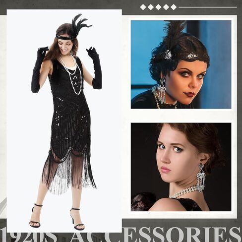1920s Couple Cosplay Costume Roaring Retro Costume Accessories Set Fringed Dress Outfit Woman and Man Cosplay in Saudi Arabia