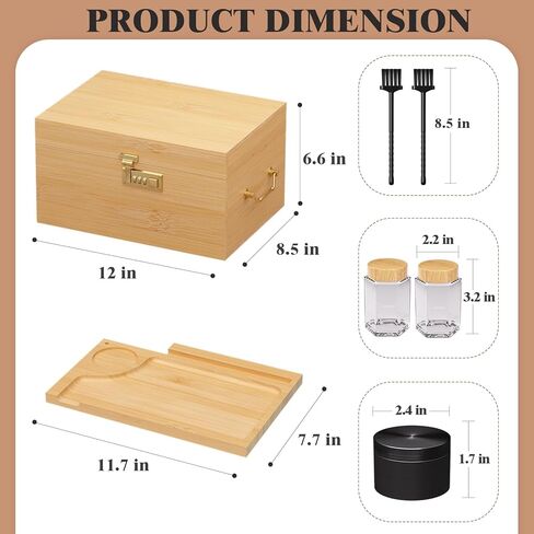 صندوق خيزران كبير، صندوق تخزين مزخرف مقفل مع قفل مركب، صندوق قفل خشبي بغطاء، صندوق تخزين خشبي مقفل مع صينية قابلة للإزالة ومرطبانات in Kuwait