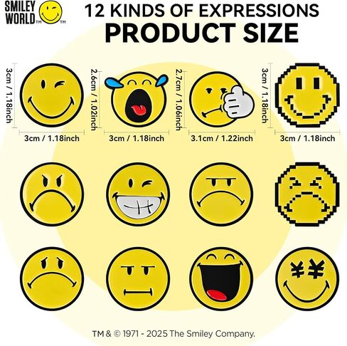 دبوس وجه مبتسم، مرخص رسميًا من SmileyWorld لحقائب الظهر وأزرار ودبابيس نسائية مبتكرة in Saudi Arabia