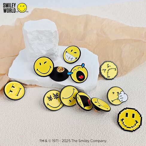 دبوس وجه مبتسم، مرخص رسميًا من SmileyWorld لحقائب الظهر وأزرار ودبابيس نسائية مبتكرة in Saudi Arabia