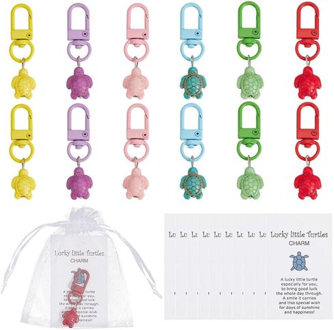 CRASPIRE 30 Sets Travel Turtle Keychain Positive Inspirational Charms Gifts Bulk Turquoise Summer Sea Good Luck Key Rings Ocean Animal Beach Metal Clasp with Bags Blessing Card for DIY Party Favors in Saudi Arabia
