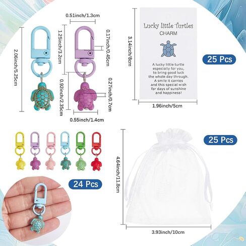 CRASPIRE 30 Sets Travel Turtle Keychain Positive Inspirational Charms Gifts Bulk Turquoise Summer Sea Good Luck Key Rings Ocean Animal Beach Metal Clasp with Bags Blessing Card for DIY Party Favors in Saudi Arabia