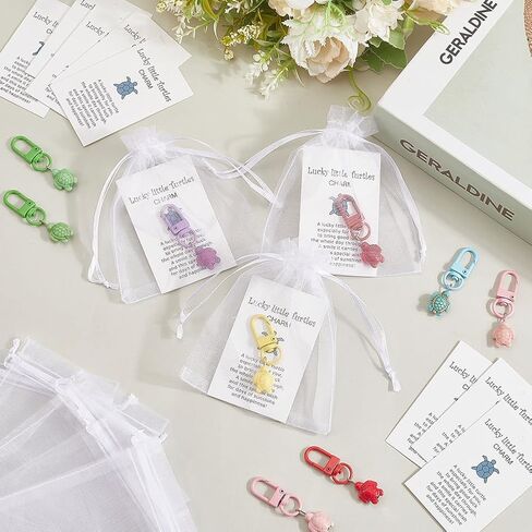 CRASPIRE 30 Sets Travel Turtle Keychain Positive Inspirational Charms Gifts Bulk Turquoise Summer Sea Good Luck Key Rings Ocean Animal Beach Metal Clasp with Bags Blessing Card for DIY Party Favors in Saudi Arabia