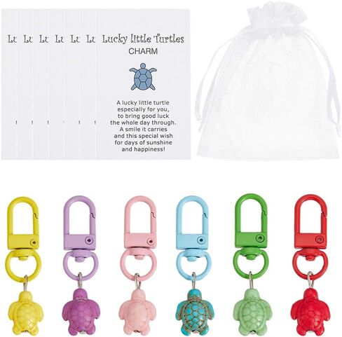 CRASPIRE 30 Sets Travel Turtle Keychain Positive Inspirational Charms Gifts Bulk Turquoise Summer Sea Good Luck Key Rings Ocean Animal Beach Metal Clasp with Bags Blessing Card for DIY Party Favors in Saudi Arabia