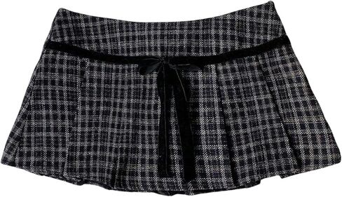 تنورة نسائية صغيرة منقوشة بطيات من Milumia وربطة عنق منخفضة الخصر على شكل حرف A تنانير قصيرة in Kuwait