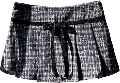 تنورة نسائية صغيرة منقوشة بطيات من Milumia وربطة عنق منخفضة الخصر على شكل حرف A تنانير قصيرة in Kuwait