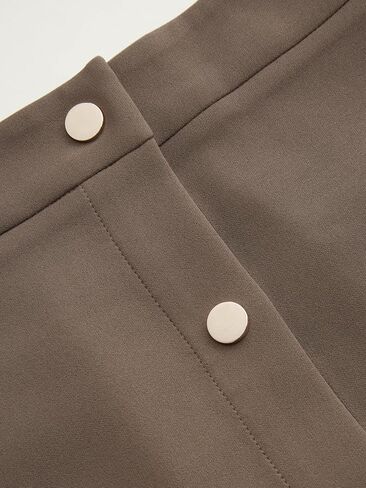 تنانير CIDER بطول الركبة للنساء بأزرار أمامية على شكل حرف a مرنة بخصر متوسط ​​سادة تنورة ميدي أساسية غير رسمية خريف عصرية in Kuwait