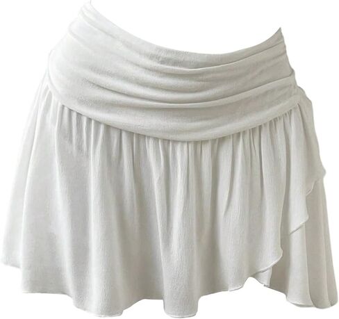 تنورة Verdusa النسائية ذات الطبقات المكشكشة ذات الخصر المنخفض والتنانير القصيرة غير المتماثلة in Kuwait