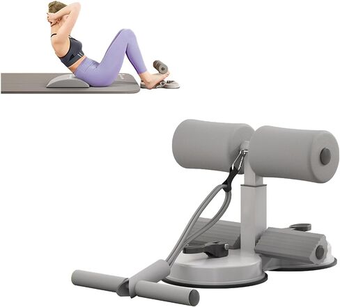 قضيب الجلوس ABS Master، حامل قدم للجلوس مع كوبين شفط مرنين وحبل سحب، جهاز مساعد محمول للجلوس للتمرين المنزلي (رمادي) in Kuwait