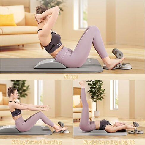 قضيب الجلوس ABS Master، حامل قدم للجلوس مع كوبين شفط مرنين وحبل سحب، جهاز مساعد محمول للجلوس للتمرين المنزلي (رمادي) in Kuwait