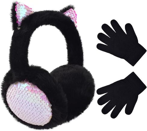 مجموعة قفازات الأذن الشتوية للأطفال مع ترتر قابل للتعديل، لامعة ورقيقة، غطاء للأذنين الدافئ للأطفال في الهواء الطلق الطقس البارد in Kuwait