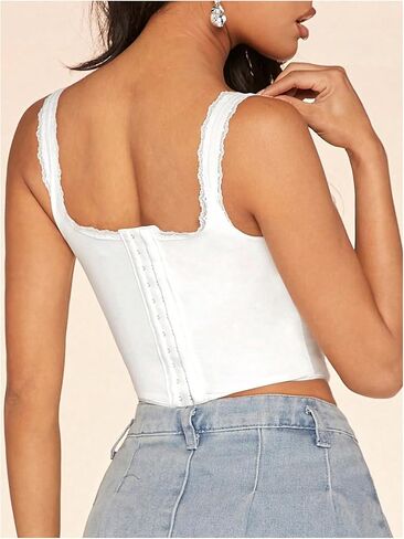 SweatyRocks Women's Going Out Tank Tops Low Cut Asymmetrical Corset Lace Crop Top in Saudi Arabia