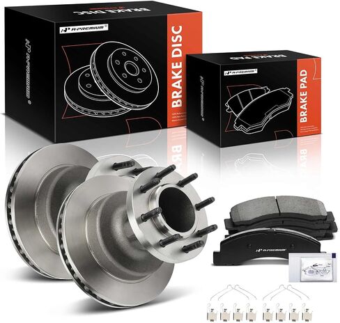 A-Premium 13.03 inch (331mm) Front Vented Disc Brake Rotors + Ceramic Pads Kit Compatible with Select Ford Models - F-350 Super Duty 1999 2000 2001 2002, DRW, 4-Wheel ABS, RWD, 6-PC Set in Saudi Arabia