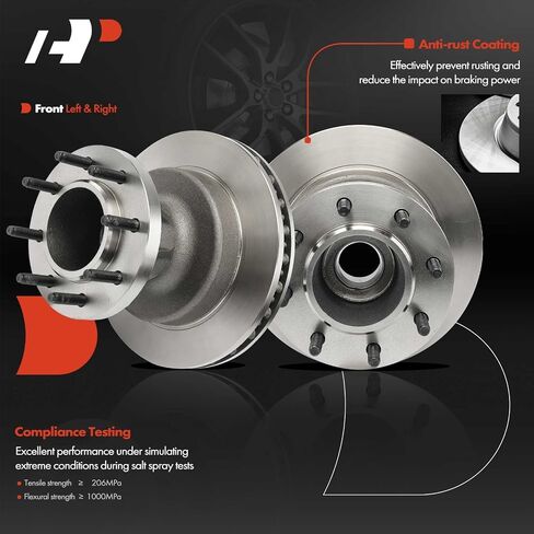 A-Premium 13.03 inch (331mm) Front Vented Disc Brake Rotors + Ceramic Pads Kit Compatible with Select Ford Models - F-350 Super Duty 1999 2000 2001 2002, DRW, 4-Wheel ABS, RWD, 6-PC Set in Saudi Arabia