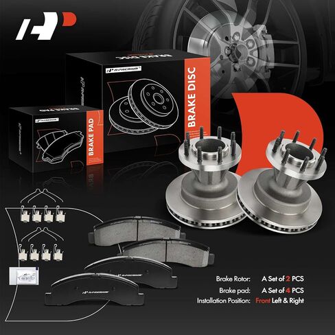 A-Premium 13.03 inch (331mm) Front Vented Disc Brake Rotors + Ceramic Pads Kit Compatible with Select Ford Models - F-350 Super Duty 1999 2000 2001 2002, DRW, 4-Wheel ABS, RWD, 6-PC Set in Saudi Arabia