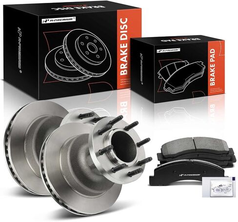 A-Premium 13.03 inch (331mm) Front Vented Disc Brake Rotors + Ceramic Pads Kit Compatible with Select Ford Models - F-350 Super Duty 1999 2000 2001 2002, DRW, 4-Wheel ABS, RWD, 6-PC Set in Saudi Arabia