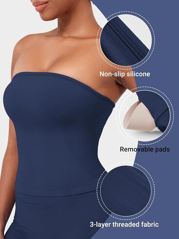 YEOREO Womens Y2K Strapless Tube Top Zannie Going Out Seamless Workout Padded Tank Tops Gym Light Support in Saudi Arabia