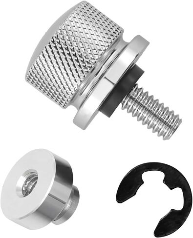 2PCS Chrome Motorcycle Seat Bolt Nut Kit, 1/4"-20 Thread Aluminum Alloy Motorbike Backseat Screw Nut Set, Scooter Fixing Compatible with Touring, Road King, Street Glide (Black) in Saudi Arabia