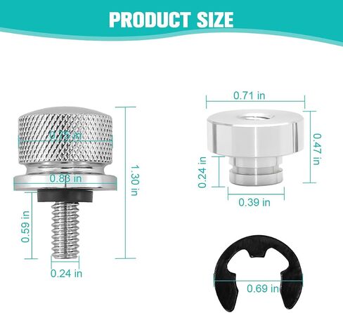 2PCS Chrome Motorcycle Seat Bolt Nut Kit, 1/4"-20 Thread Aluminum Alloy Motorbike Backseat Screw Nut Set, Scooter Fixing Compatible with Touring, Road King, Street Glide (Black) in Saudi Arabia