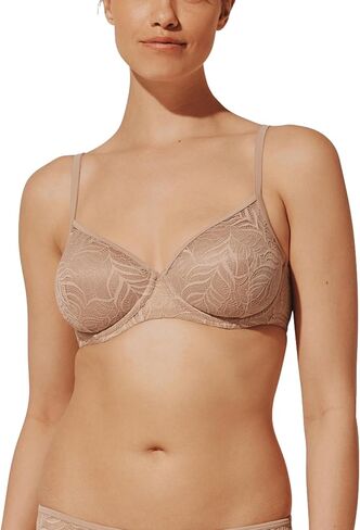 حمالة صدر ديمي من الدانتيل من ريش لوف للنساء، شبه شفافة، مريحة وناعمة، أشرطة قابلة للتعديل، أكواب من الإسفنج الذكي in Kuwait