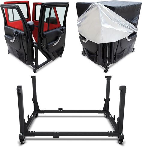 Door Hanger Storage Rack Removable Door Hanger for Jeep Wrangler with Dust Bag Sliding Bracket Door Cart Holder Compatible with Jeep Wrangler TJ YJ JK JL and Gladiator JT 1987-2025 in Saudi Arabia