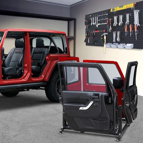 Door Hanger Storage Rack Removable Door Hanger for Jeep Wrangler with Dust Bag Sliding Bracket Door Cart Holder Compatible with Jeep Wrangler TJ YJ JK JL and Gladiator JT 1987-2025 in Saudi Arabia