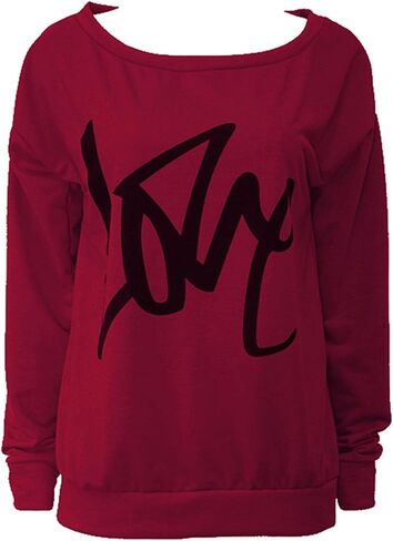 OMZIN Womens Halloween Off Shoulder Sweatshirt Casual Long Sleeve Loose Slouchy Shirt Pullover in Saudi Arabia