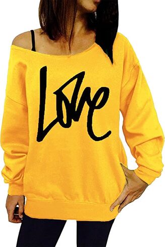 OMZIN Womens Halloween Off Shoulder Sweatshirt Casual Long Sleeve Loose Slouchy Shirt Pullover in Saudi Arabia