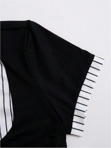 MakeMeChic Women's Fall Striped Blouse Short Sleeve 2 in 1 Collared Shirt Work Tops Teacher Outfits in Saudi Arabia