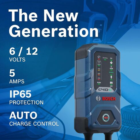 Bosch C80-Li: 15A 6V/12V Next-Gen Battery Charger – Unique 20A Fast-Mode & Smart Maintenance, Trickle Functionality & Advanced Safety Features – for Lead-Acid & Lithium Batteries, AGM, EFB, Gel & SLI in Saudi Arabia