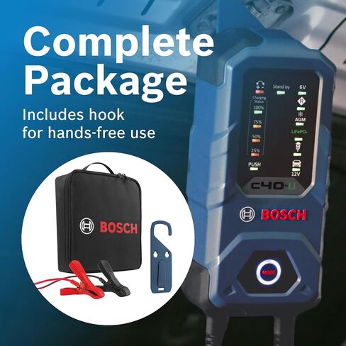Bosch C80-Li: 15A 6V/12V Next-Gen Battery Charger – Unique 20A Fast-Mode & Smart Maintenance, Trickle Functionality & Advanced Safety Features – for Lead-Acid & Lithium Batteries, AGM, EFB, Gel & SLI in Saudi Arabia