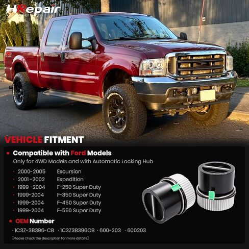 Locking Hubs fits for 1999-2005 Ford F250 F350 F450 F550 Super Duty & Excursion & Lincoln Navigitor Expedition 4WD Auto Locking Hub Replacement 1C3Z-3B396-CB 600-203 - 2PCS in Kuwait