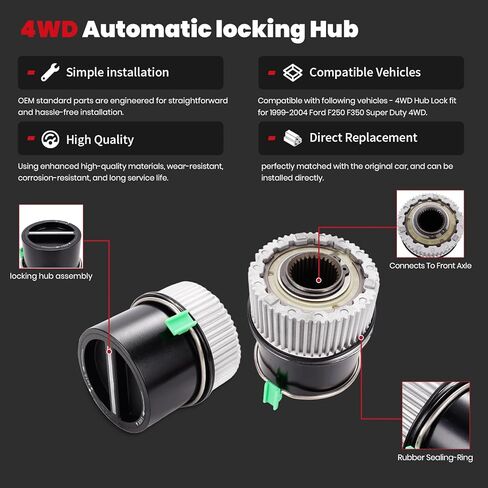 Locking Hubs fits for 1999-2005 Ford F250 F350 F450 F550 Super Duty & Excursion & Lincoln Navigitor Expedition 4WD Auto Locking Hub Replacement 1C3Z-3B396-CB 600-203 - 2PCS in Kuwait