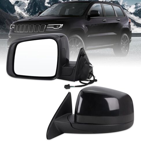 Left Driver Side Mirror Compatible With 2011-2016 Jeep Grand Cherokee With Manual Folding Power Glass Heated Turn Signal Mirror Memory Chrome Replace#68257941AB(11Pins) in Saudi Arabia
