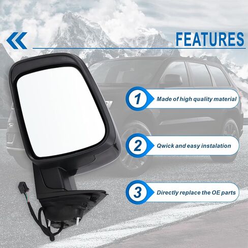 Left Driver Side Mirror Compatible With 2011-2016 Jeep Grand Cherokee With Manual Folding Power Glass Heated Turn Signal Mirror Memory Chrome Replace#68257941AB(11Pins) in Saudi Arabia