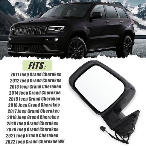 Left Driver Side Mirror Compatible With 2011-2016 Jeep Grand Cherokee With Manual Folding Power Glass Heated Turn Signal Mirror Memory Chrome Replace#68257941AB(11Pins) in Saudi Arabia
