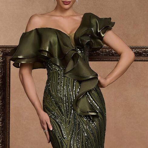 Elegant Floor Length Dresses Women Formal V Neck Sequin Evening Gowns Event Gala Mermaid Mesh Prom Ball Dress Luxury in Kuwait
