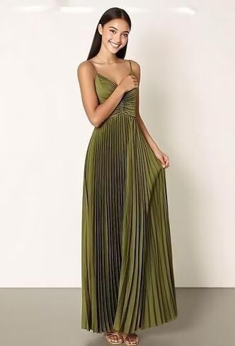 Satin V Neck Bridesmaid Dresses with Pleated Long - Formal Evening Gown for Women 2025 in Saudi Arabia