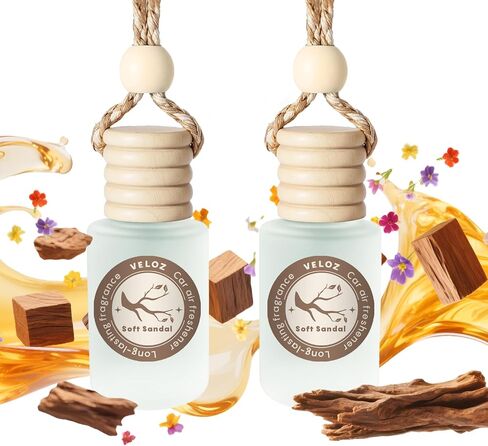 معطر هواء معلق للسيارة من فيلوز - رائحة صندل ناعمة تدوم طويلاً، موزع روائح الزيوت العطرية للسيارة بدون ميثيل كاربيتول وهيكسيلين جلايكول in Kuwait