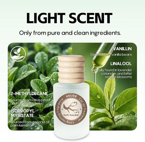 معطر هواء معلق للسيارة من فيلوز - رائحة صندل ناعمة تدوم طويلاً، موزع روائح الزيوت العطرية للسيارة بدون ميثيل كاربيتول وهيكسيلين جلايكول in Kuwait