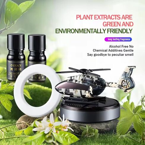 Solar Power Air Freshener for Car, Helicopter Aromatherapy Solar Energy Rotating Fragrance for Dashboard, Automotive Interior Decoration Purifiers, Fresheners Diffusers for Essential Oils(Green Camouf in Saudi Arabia