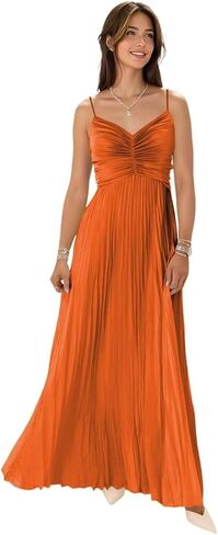 Satin V Neck Bridesmaid Dresses with Pleated Long - Formal Evening Gown for Women 2025 in Saudi Arabia