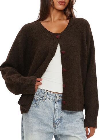 Darong Womens Cropped Cardigan Sweaters Long Sleeve Knit Y2k Button Down Fall Outfits Fashion Clothing 2025 in Saudi Arabia