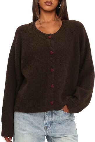 Darong Womens Cropped Cardigan Sweaters Long Sleeve Knit Y2k Button Down Fall Outfits Fashion Clothing 2025 in Saudi Arabia