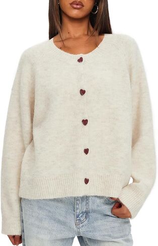 Darong Womens Cropped Cardigan Sweaters Long Sleeve Knit Y2k Button Down Fall Outfits Fashion Clothing 2025 in Saudi Arabia