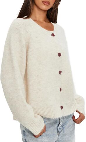 Darong Womens Cropped Cardigan Sweaters Long Sleeve Knit Y2k Button Down Fall Outfits Fashion Clothing 2025 in Saudi Arabia